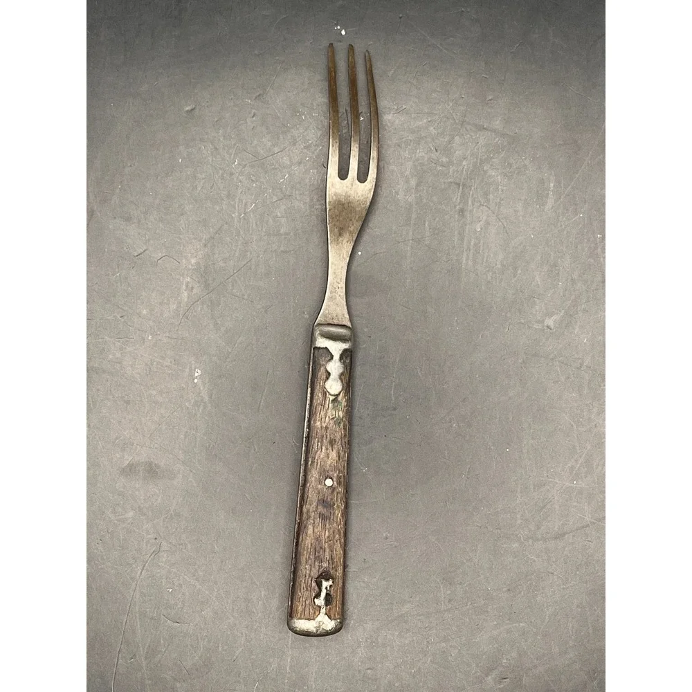 Antique Civil War-Era Metal Dinner Fork‎ Wood Handle 7